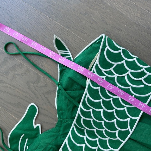 Farm Rio Green Fish Top Maxi Midi Dress Linen White - With Tags - Size Large - Picture 9 of 10